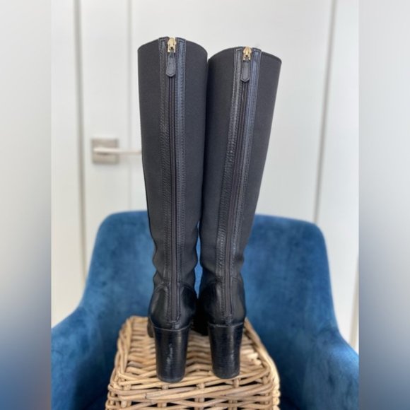 TORY BURCH Sullivan Knee High Black Leather Boots | Size 7 M | - Picture 12 of 15